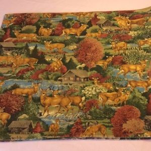FINAL SALE PRICE Deer With Cabin in the Woods Tablecloth